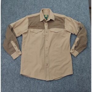 Cabelas Hunting Shirt Medium Brown Two Tone Button Up Western Outdoor Shooting